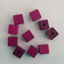 10 træperler Cube / Square 10 mm Amethyst