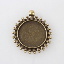 2 x 25mm bronze cabochon holdere, cabochon vedhæng 84AB 