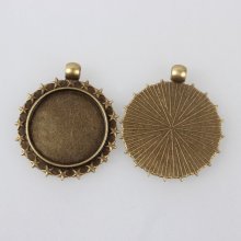 2 x 25mm bronze cabochon holdere, cabochon vedhæng 80AB