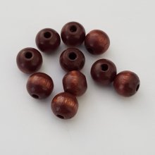 10 Perles Bois ronde 08 mm Marron N°01