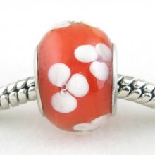 Perle N°0094 compatible Européen rouge et blanc