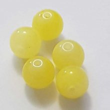 Perle Verre Ronde 10 mm Jaune 01 x 1 Pièce