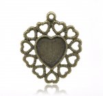 1 cabochonholder Heart N°01 Bronze