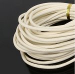 1 meter glat læder rund snor Ivory 3 mm