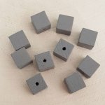 10 træperler Cube / Square 10 mm Medium Grey