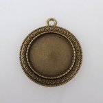 2 x 25mm bronze cabochon holdere, cabochon vedhæng 119AB 