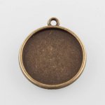 2 x 25mm bronze cabochon holdere, cabochon vedhæng 43AB