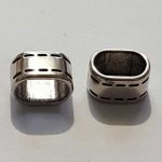 Perle passant tonneau pour cuir épais régaliz 10 mm Argent N°06