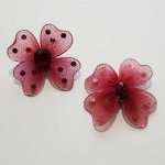 Lot de 2 Fleurs Tissus et Strass Bordeaux