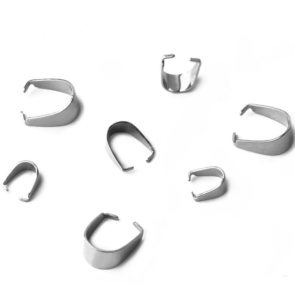 x 5 Bélières à pincer en Acier Inoxydable 6 x 12 mm Argent N°02