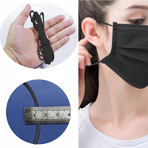 Elastisk maske Polyester rund 2,5 mm Sort