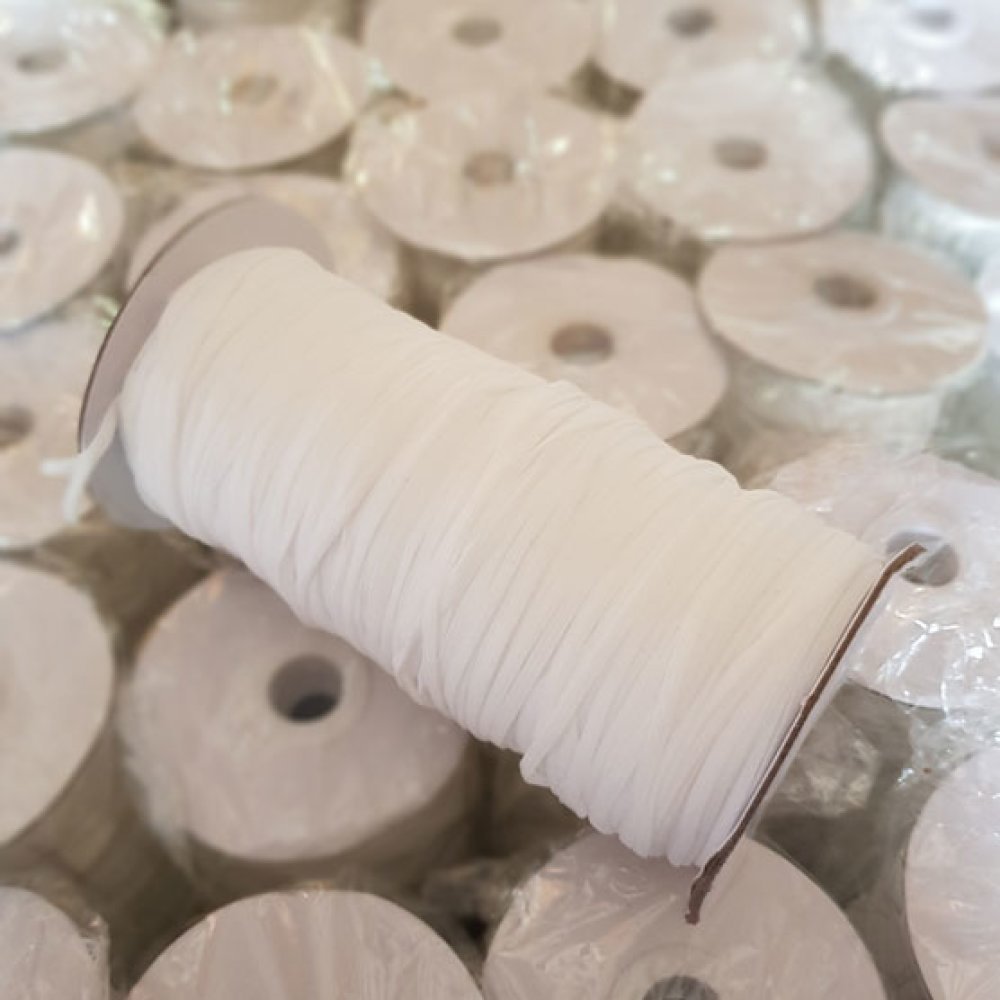 Elastisk flad maske 3 mm Hvid blødt layette pr. meter