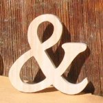 tegn og, massivt træ ampersand til at klistre på, håndlavet, scrapbog udsmykning, deco