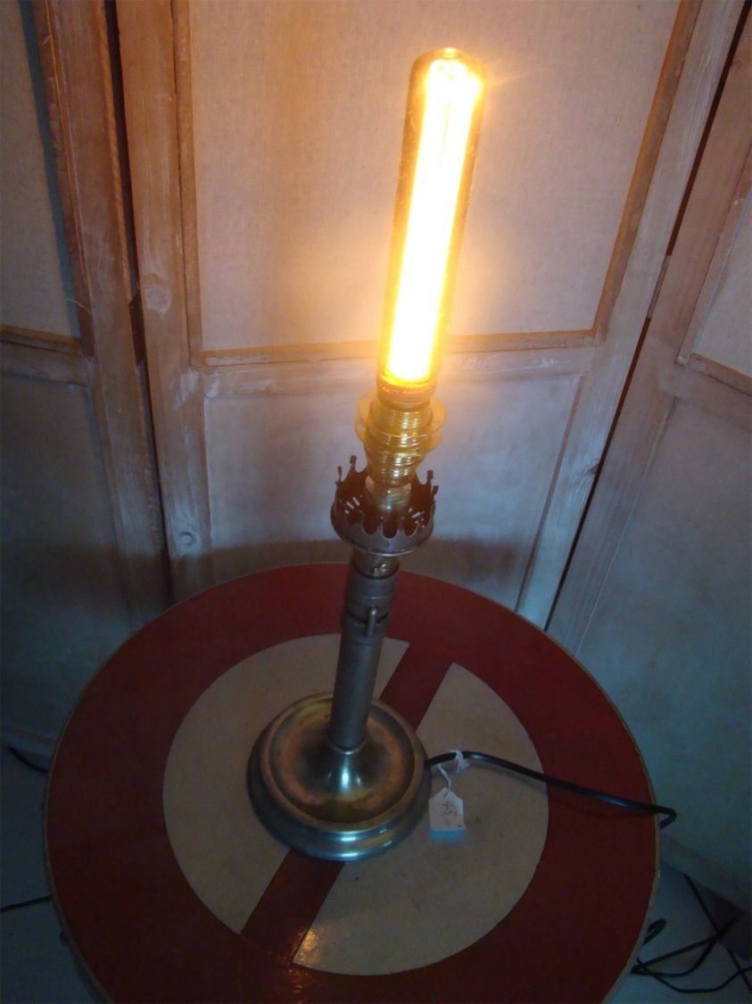 Antik messing stearinlys lampe EDISON stil