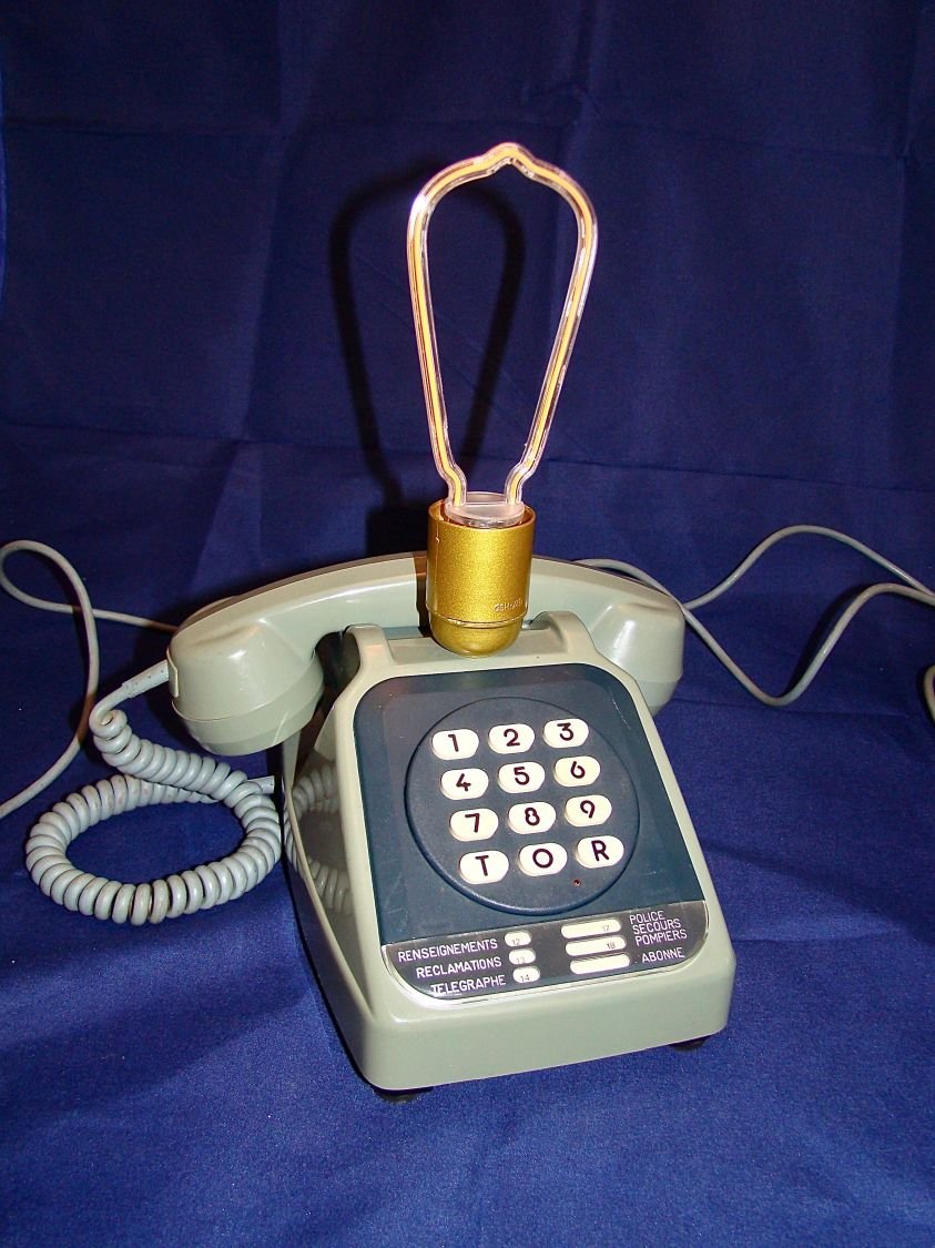 80' stil blå neon-telefonlampe 