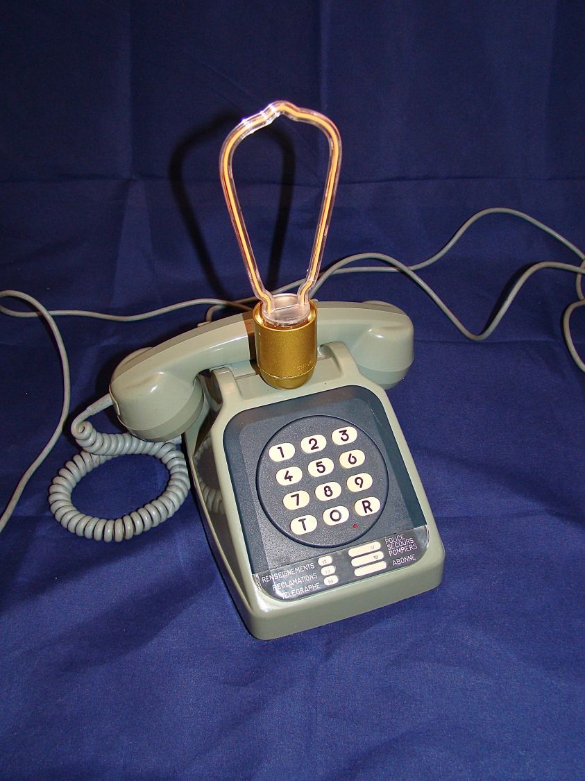 80' stil blå neon-telefonlampe 