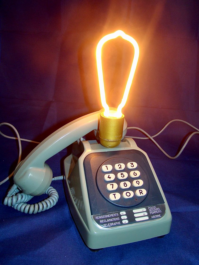 80' stil blå neon-telefonlampe 