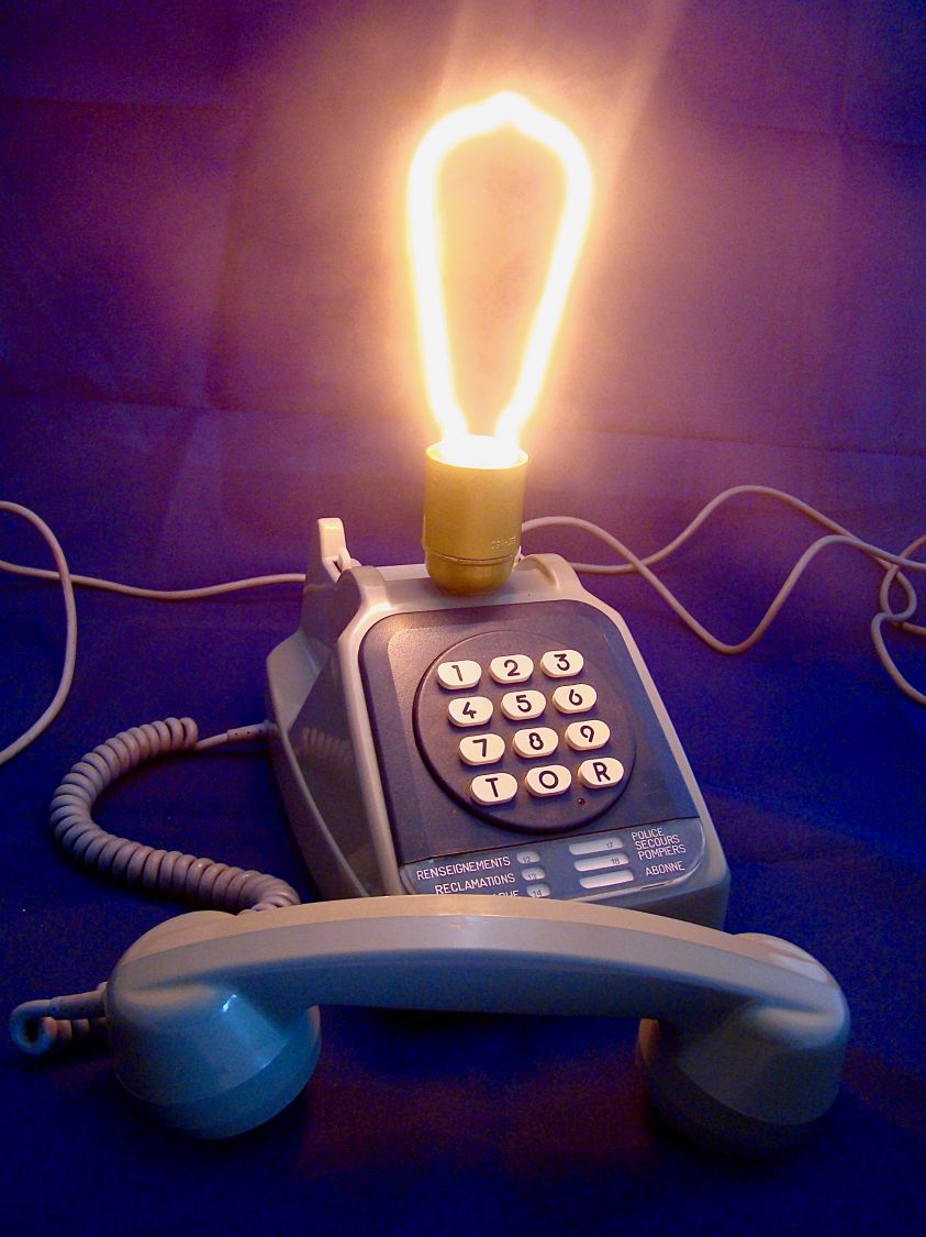 80' stil blå neon-telefonlampe 