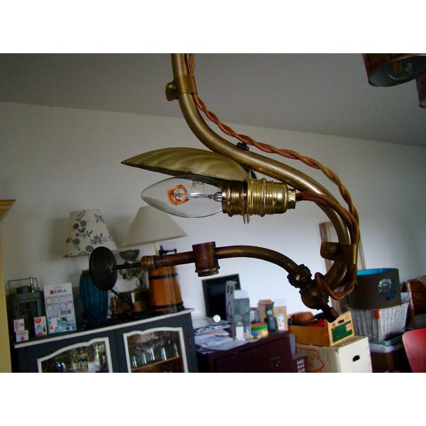 Lustre ancienne suspension &agrave; gaz 19 em