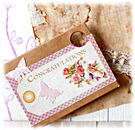 Félicitations rétro ou vintage congratulations d'examen, de diplôme, ... carte en papier vieilli rose