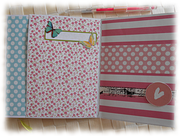 Journal intime ou Calepin album ou carnet papiers assortis "Special Day" rose vert multicolore