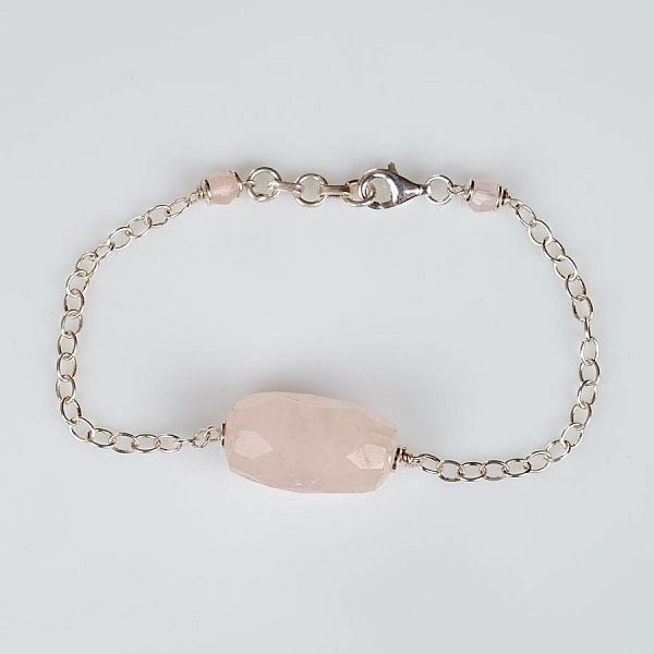 Armb&aring;nd "My Precious in Rose Quartz" s&oslash;lv 925