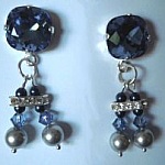Kit boucles d'oreilles Cabochons Double Bleu