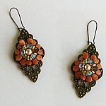 Boucles d'oreilles Pip Oranger ambre sur estampes en kit