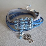 Bracelet en kit Saipan bleu sur cuir