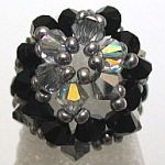 Honshu ring sæt sort & sølv