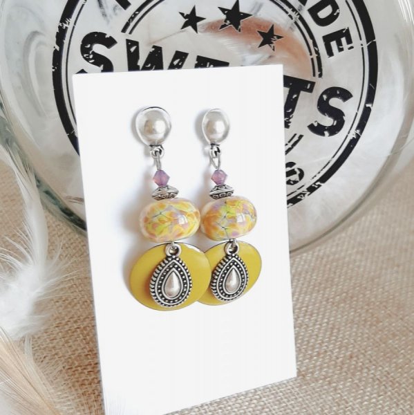 designer &oslash;reringe i gr&oslash;n anis og antik s&oslash;lv dr&aring;be