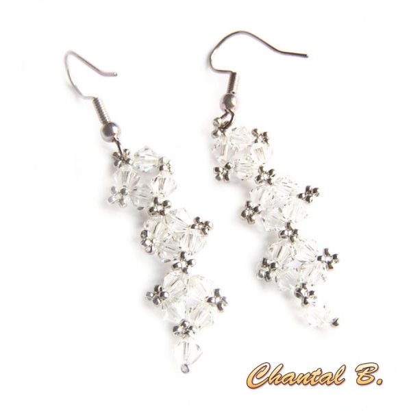 &oslash;reringe swarovski krystal klar og s&oslash;lv aften bryllup