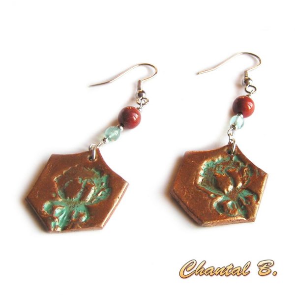 &oslash;reringe exagone blomst perler og s&oslash;lv