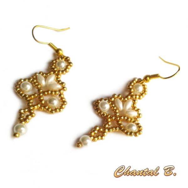 hvid og guld perle &oslash;reringe aften bryllup forgyldt ceremoni