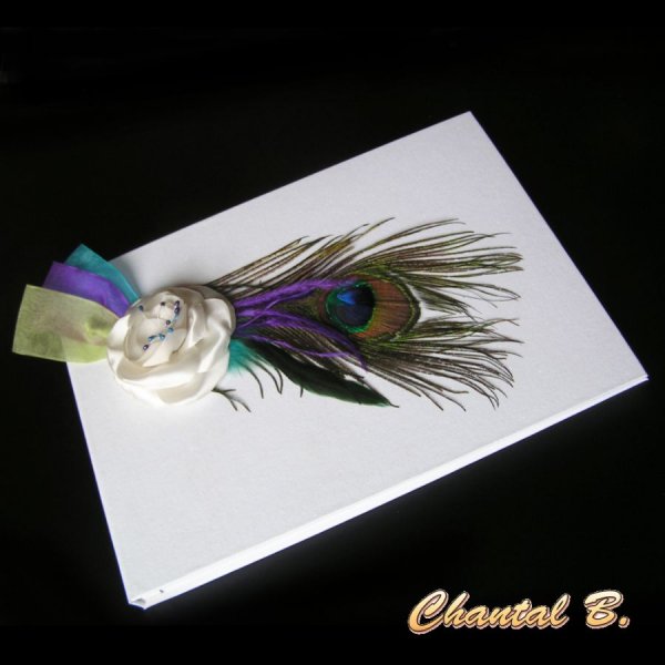 bryllup str&oslash;mpeb&aring;nd elfenben p&aring;fugl fjer og satin blomst