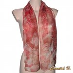 foulard mousseline de soie saumon et marron Manava