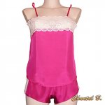 Fuchsia silke camisole + boxershorts