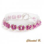 swarovski pink fuchsia romantisk armbånd swarovski vævede perler pink krystal og sølv