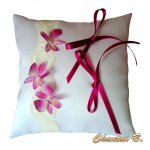 bryllupsring pude ORCHIDEE af pink silke romantisk blonde eksotisk tema 