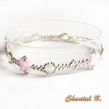 swarovski armbånd swarovski perler pink AB boheme krystal og sølv romantisk bryllup