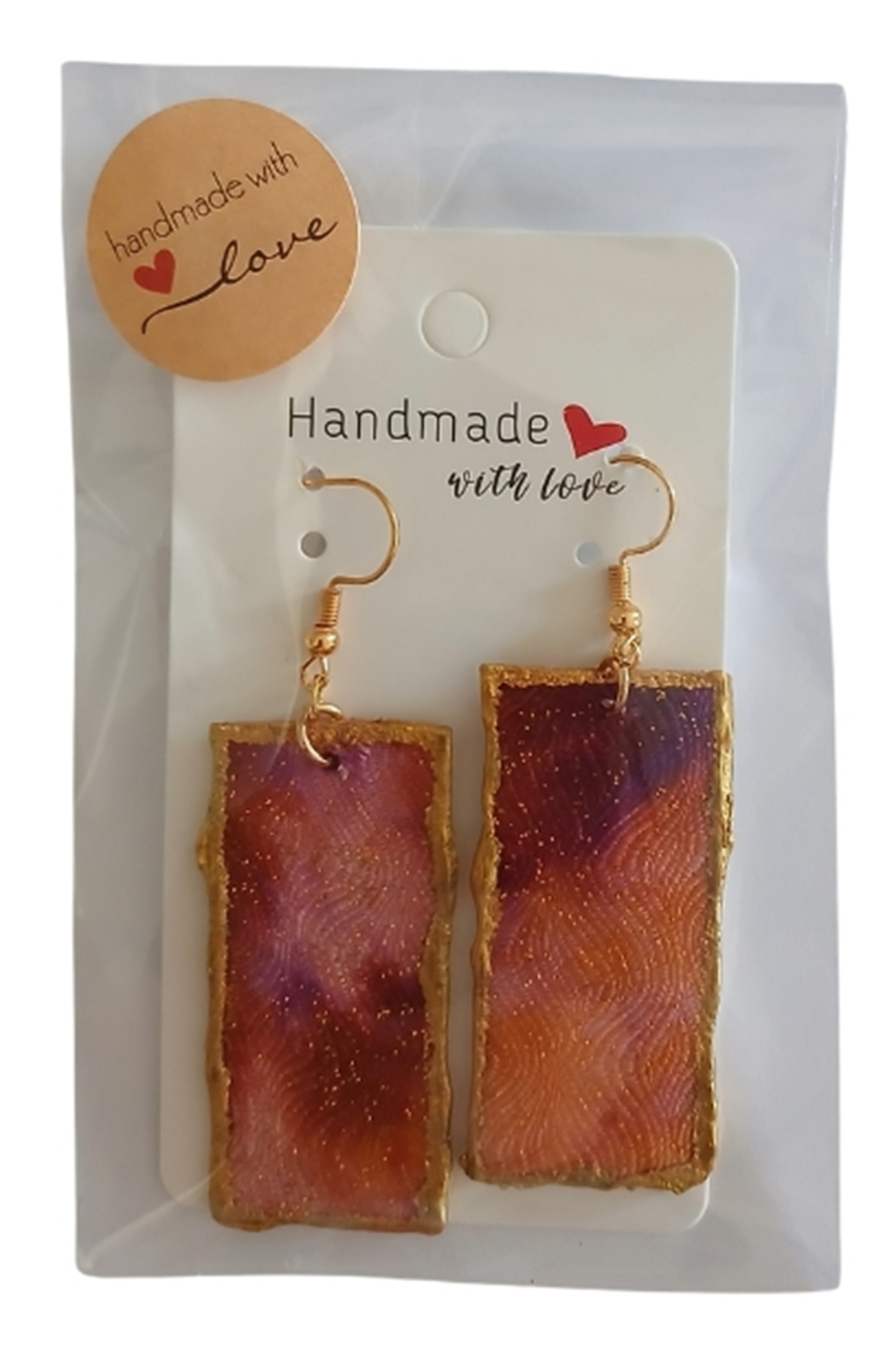 Boucles d oreilles en soie broch&eacute;e recto verso