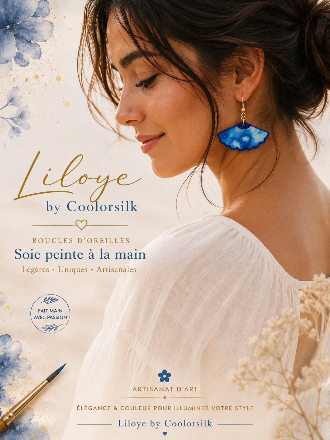 Boucles d oreilles en soie recto verso