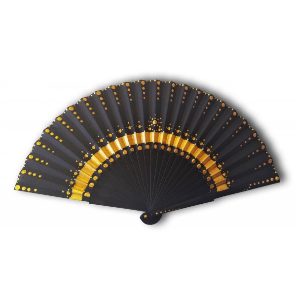 H&aring;ndtegnet og malet satinvifte "Galaxy