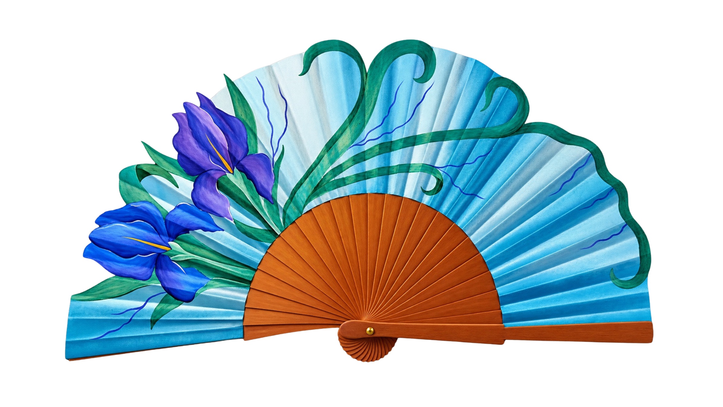 Éventail en satin peint à la main motif coquelicots Cordoba.