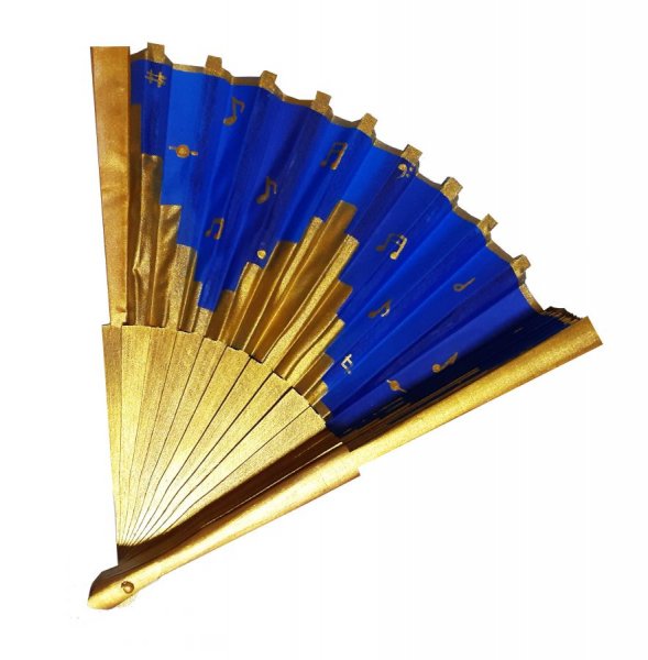 H&aring;ndtegnet og h&aring;ndmalet bomuldssatin vifte "Les orgues