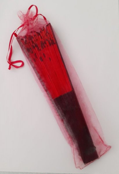 H&aring;ndtegnet og malet satinvifte "Malaga