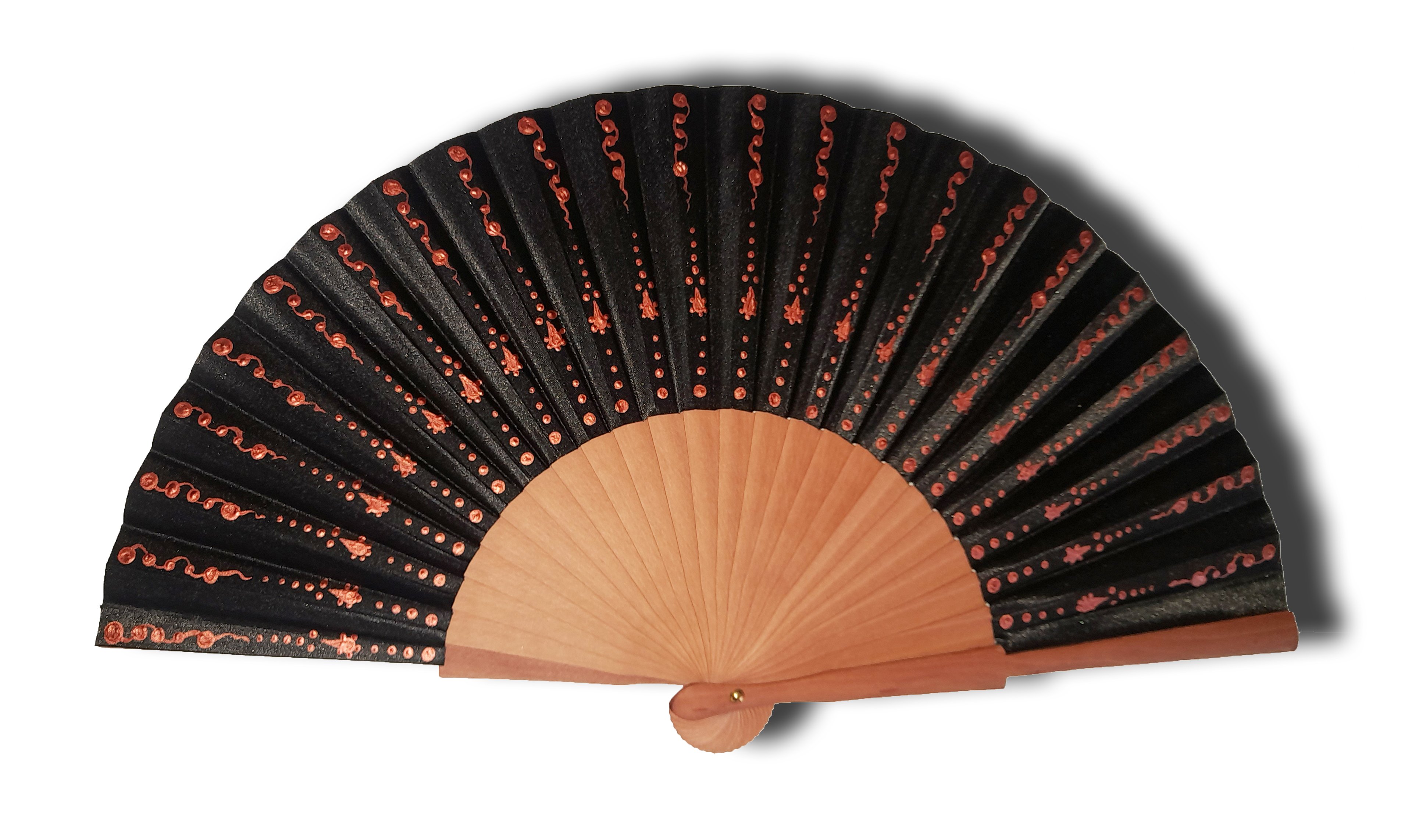 Eventail en soie dessin&eacute; et peint &agrave; la main "relax"