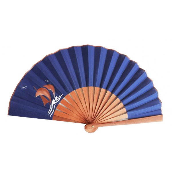 Unisex håndmalet bomuldsventilator. "Regate" 19cm