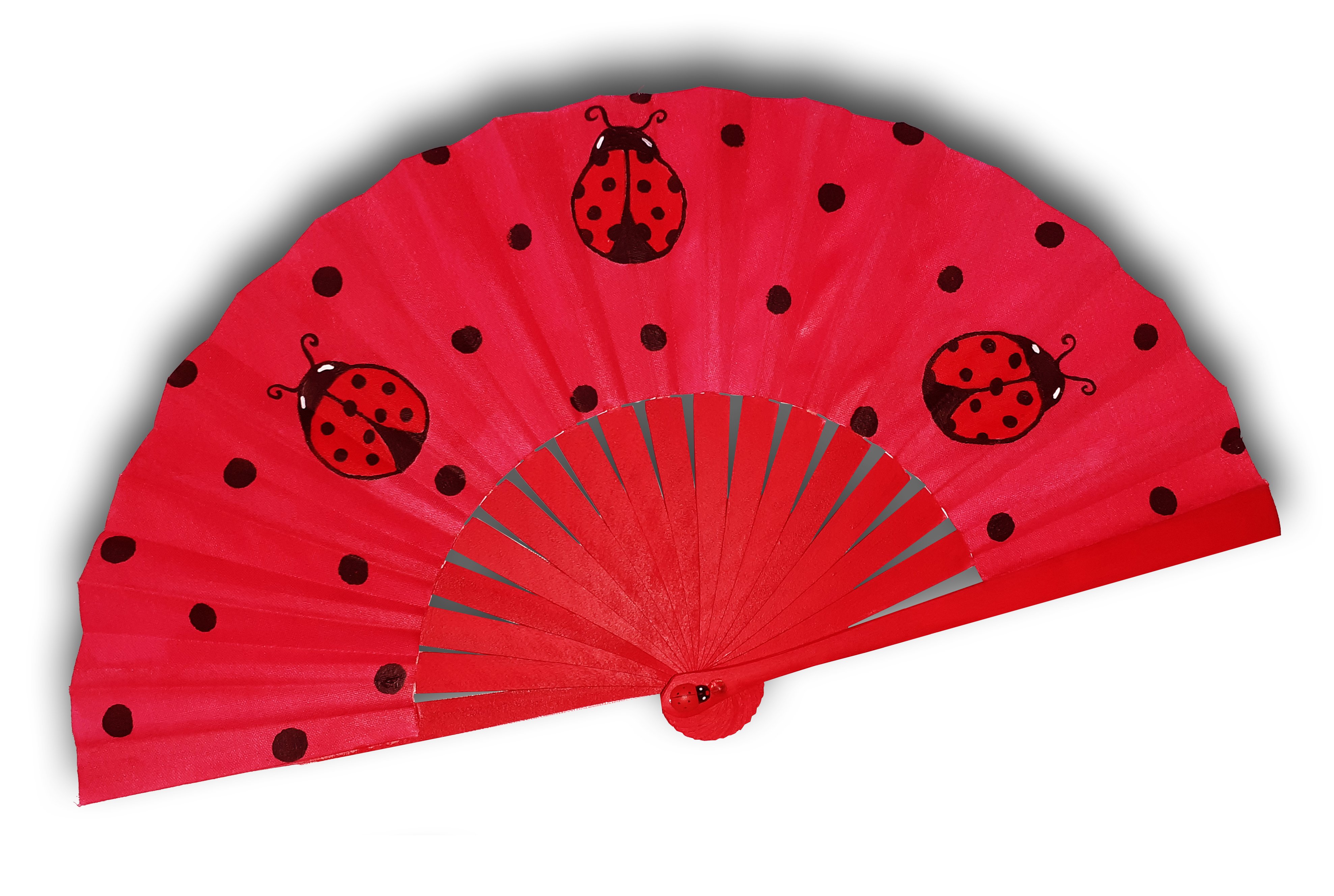 Min f&oslash;rste h&aring;ndtegnede og malede bomuldsventilator "Cocci mini