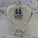 Boucles d'Oreille Tête de Panthère perles bleu, Création Unique